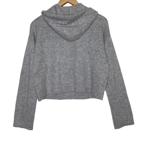 Naadam 100% Cashmere Hoodie Sweater Cropped Grey Cement Gray Hooded Crop size XS - Picture 4 of 5